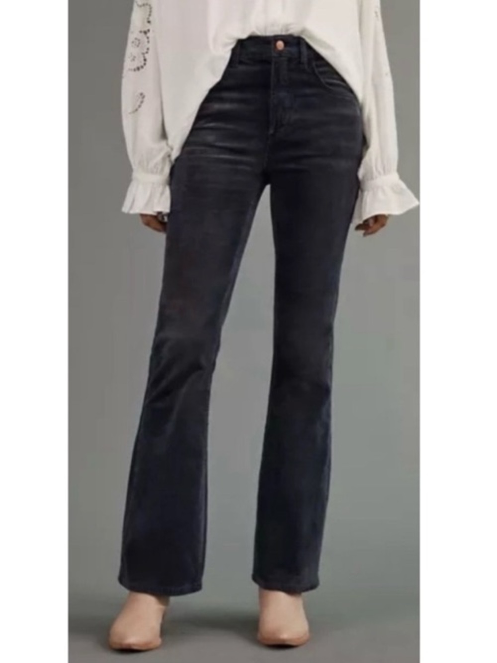 Anthropologie Pilcro The Icon Corduroy Mid-Rise Flared Boot Pant Grey 27